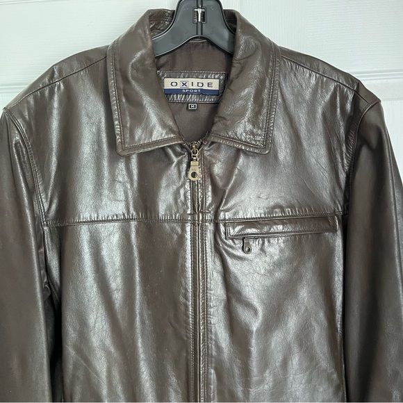 MENS SIZE M BROWN LEATHER JACKET BY OXIDE - Picture 8 of 15